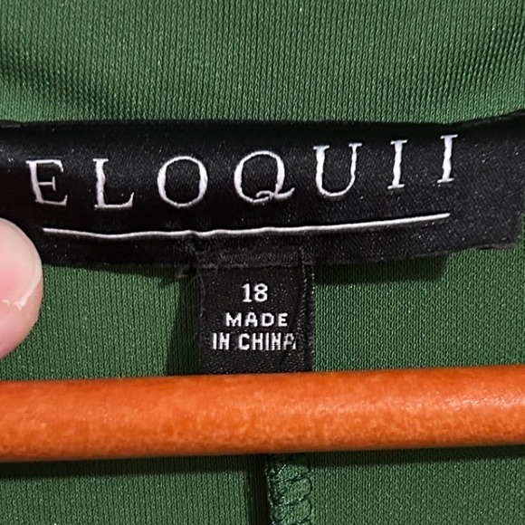 Eloquii Green Basic Long-Sleeved Dress‎ Tie at NeckWomen's Size - Picture 5 of 9